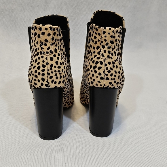 Qupid Cheetah Print 4in Chunky Heeled Pull On Ankle Boots Black Brown Size 7 - Picture 5 of 8